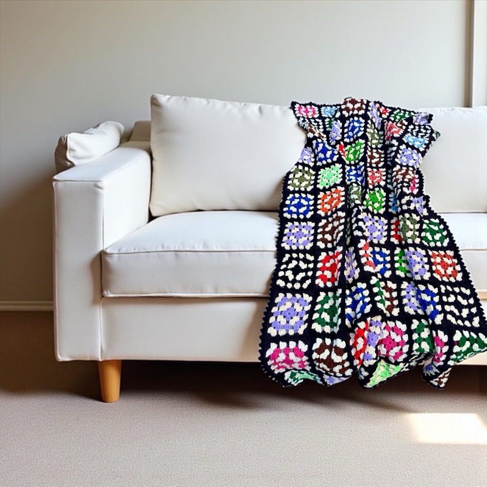 Colorful Vintage Crochet Blanket